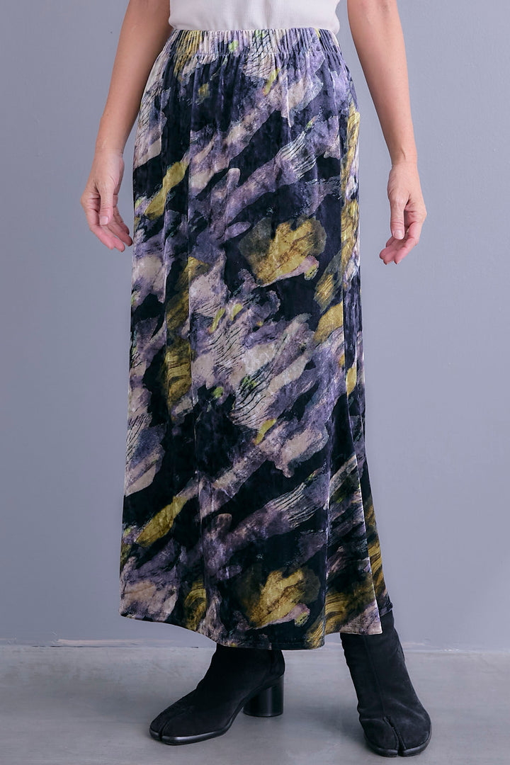 【SET】アシメペプラムオーガンジートップス+ベロアニュアンスアートスカート(2set)