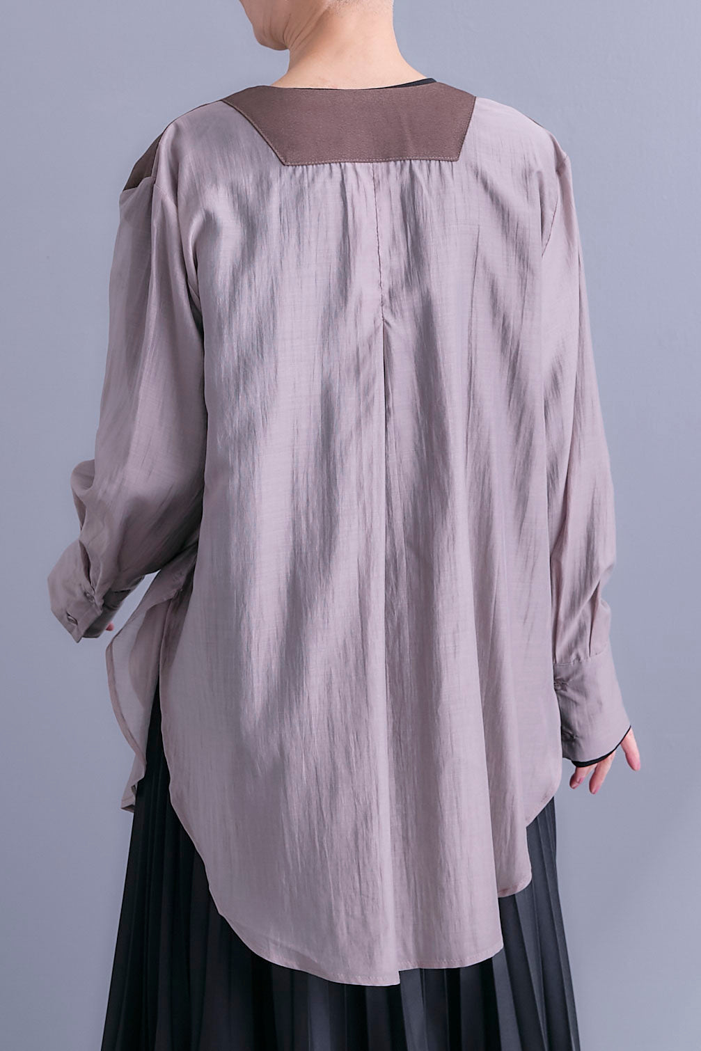 【SET】シアーシャツドッキングジャケット+アシンメトリーロンT+アシンメトリープリーツスカート(3set)