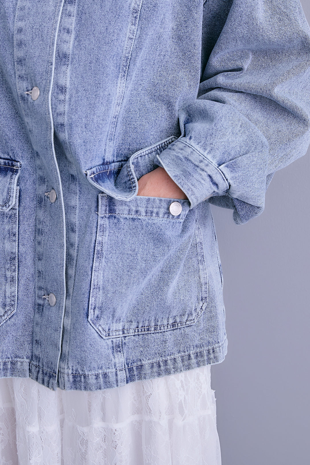 【SET】コーデュロイカラー10ozデニムジャケット+アシンメトリーロンT+ボックスプリーツロングスカート(3set)