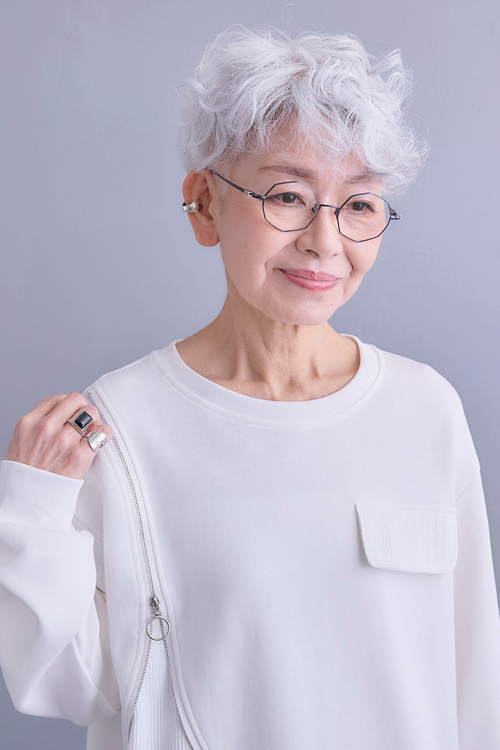 【SET】ショルダーZIPアシメデザインプルオーバー+ウォーターアートフレアスカート(2set)