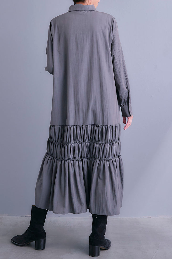 【SET】シアーオーガンジージャケットベスト+コードキーネックシャーリングデザインワンピース(2set)