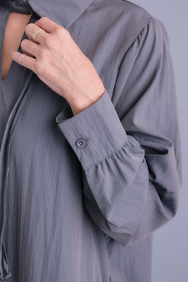 【予約】コードキーネックシャーリングデザインワンピース