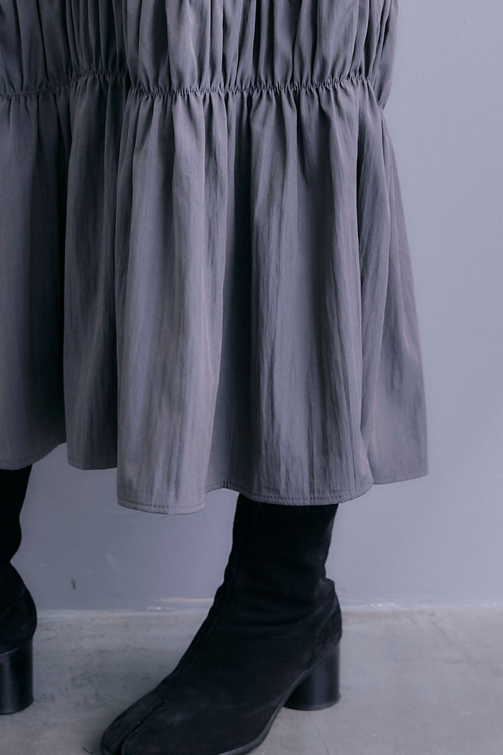 【予約】コードキーネックシャーリングデザインワンピース