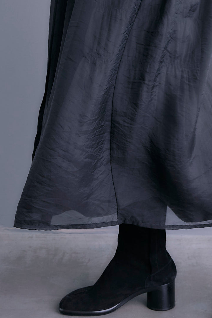 【SET】シアーオーガンジージャケットベスト+コードキーネックシャーリングデザインワンピース(2set)