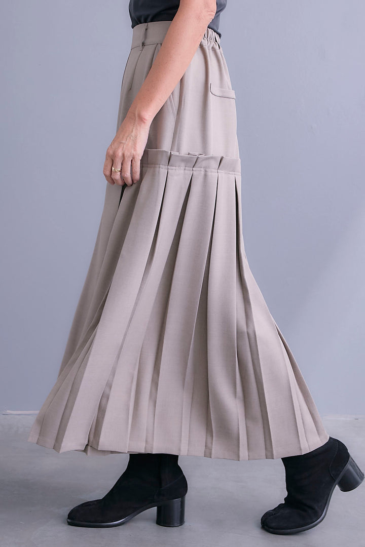 【SET】コーデュロイカラー10ozデニムジャケット+アシンメトリーロンT+ボックスプリーツロングスカート(3set)