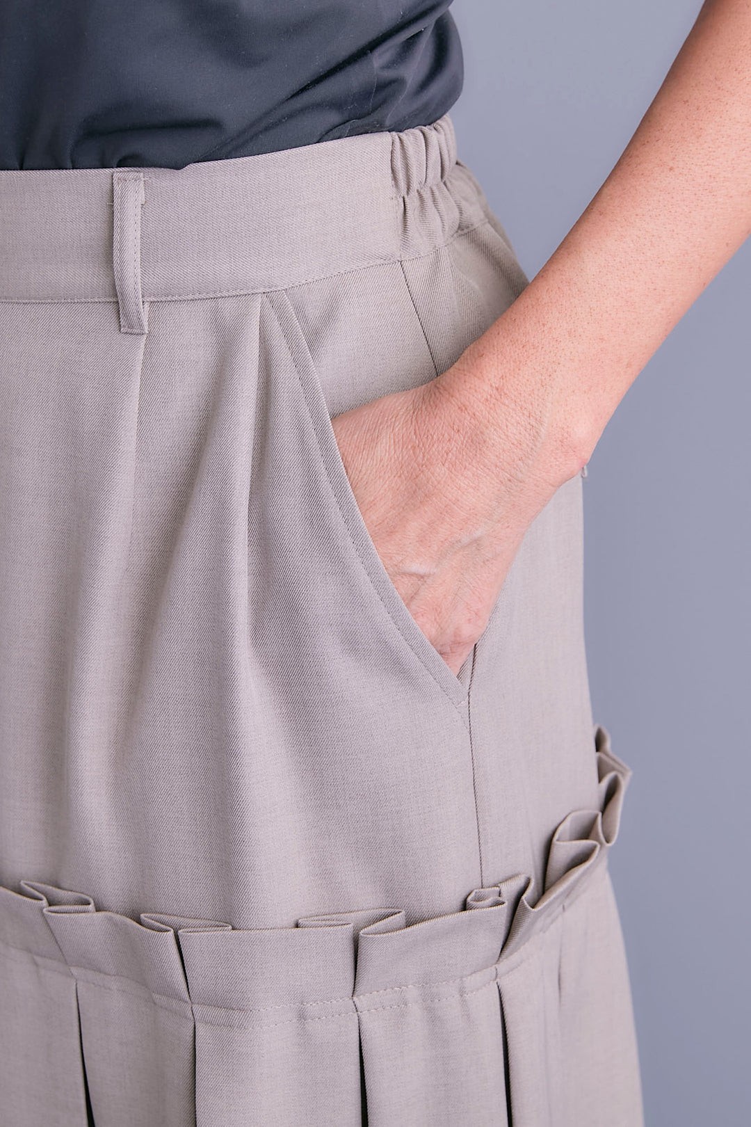 【SET】コーデュロイカラー10ozデニムジャケット+アシンメトリーロンT+ボックスプリーツロングスカート(3set)