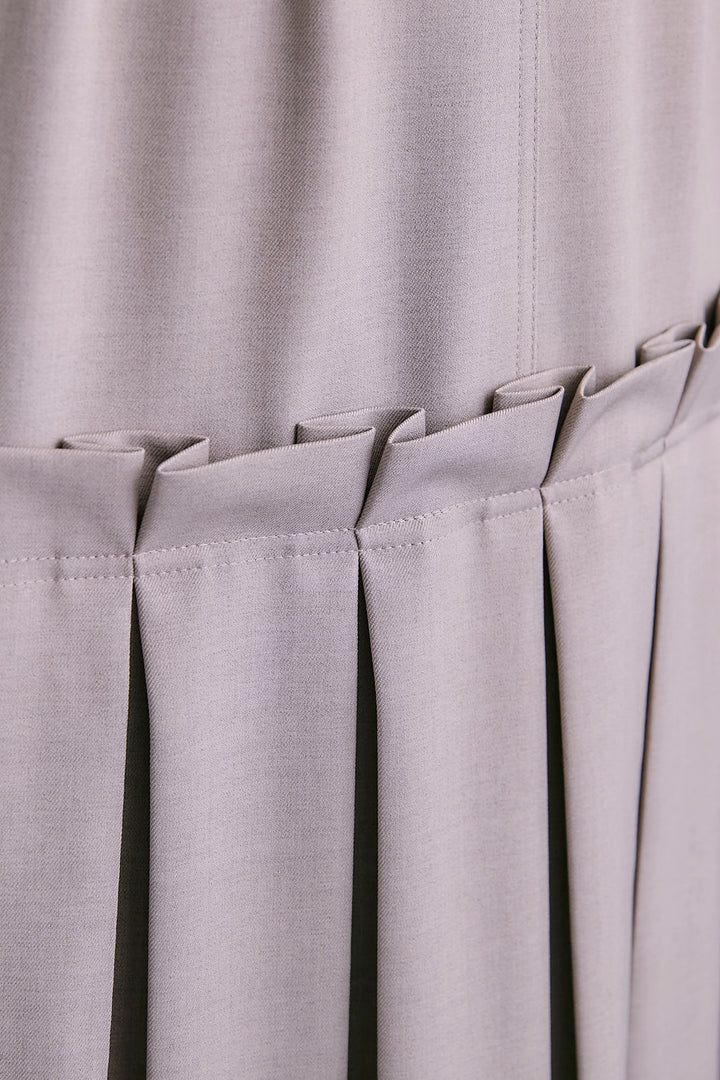 【SET】アイラッシュレースボリュームスリーブシャツ+アシンメトリーロンT+ボックスプリーツロングスカート(3set)