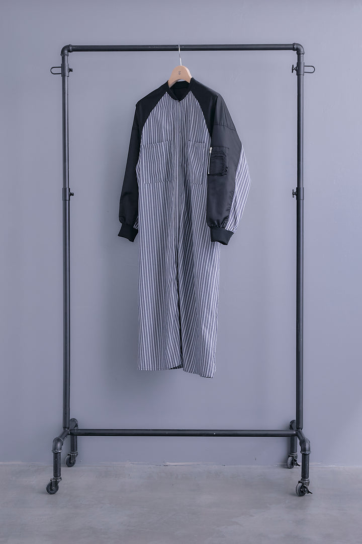 【予約】MA-1スリーブストライプシャツワンピース