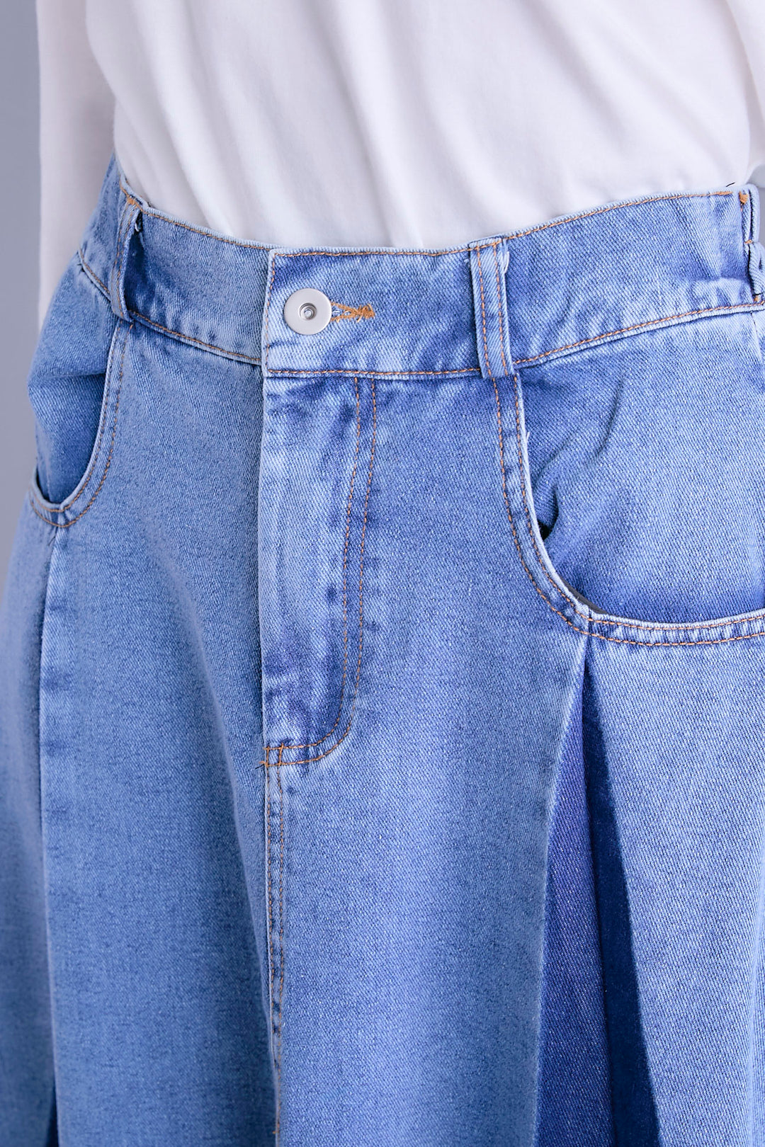 【SET】ZIPスリーブケープライク2WAYジャケット+プリーツタックデニムスカート(2set)