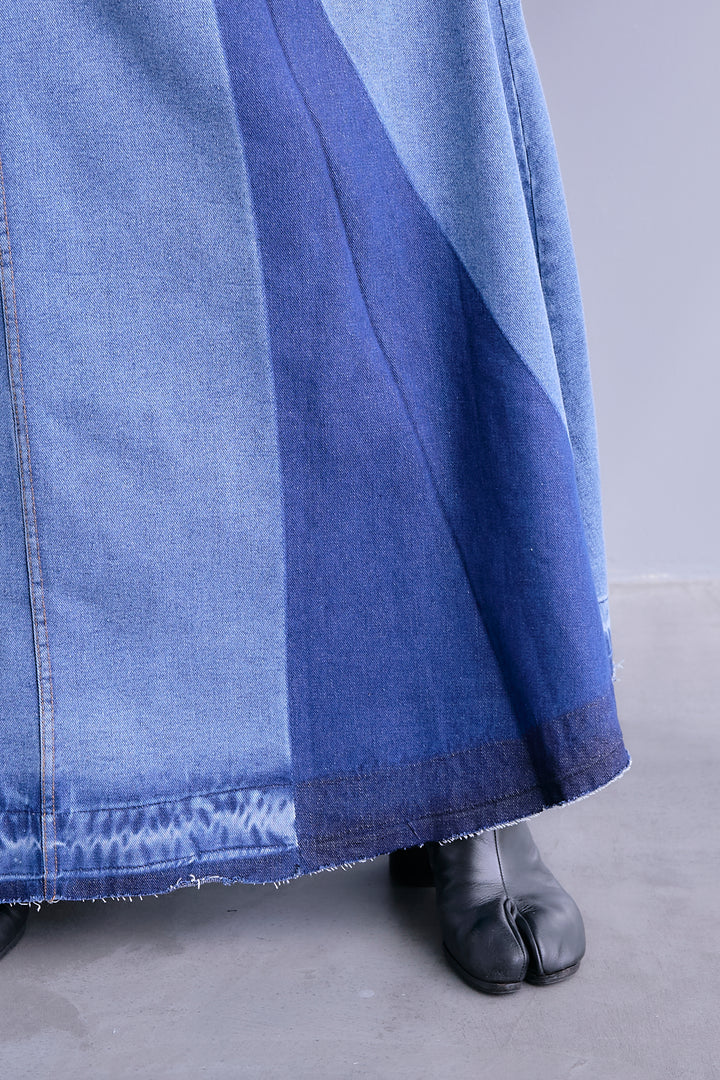 【SET】ZIPスリーブケープライク2WAYジャケット+プリーツタックデニムスカート(2set)