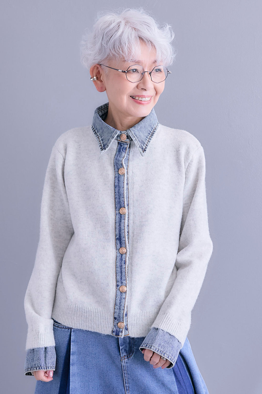 【予約】デニムコンビニットカーディガン