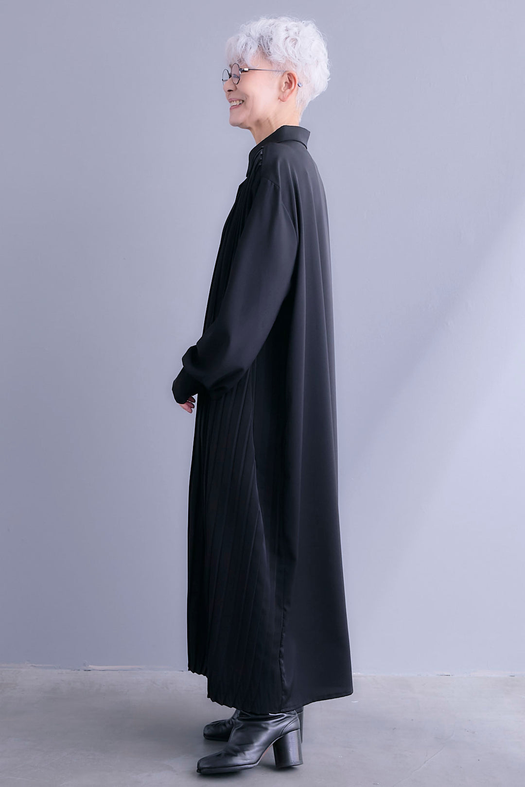【SET】アシンメトリープリーツシャツワンピース+レースティアードスカート(2set)