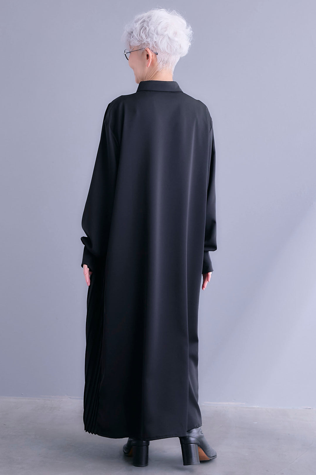 【SET】アシンメトリープリーツシャツワンピース+レースティアードスカート(2set)