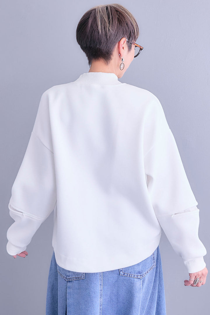 【SET】リブハイネックアシメZIPデザインプルオーバー+プリーツタックデニムスカート(2set)