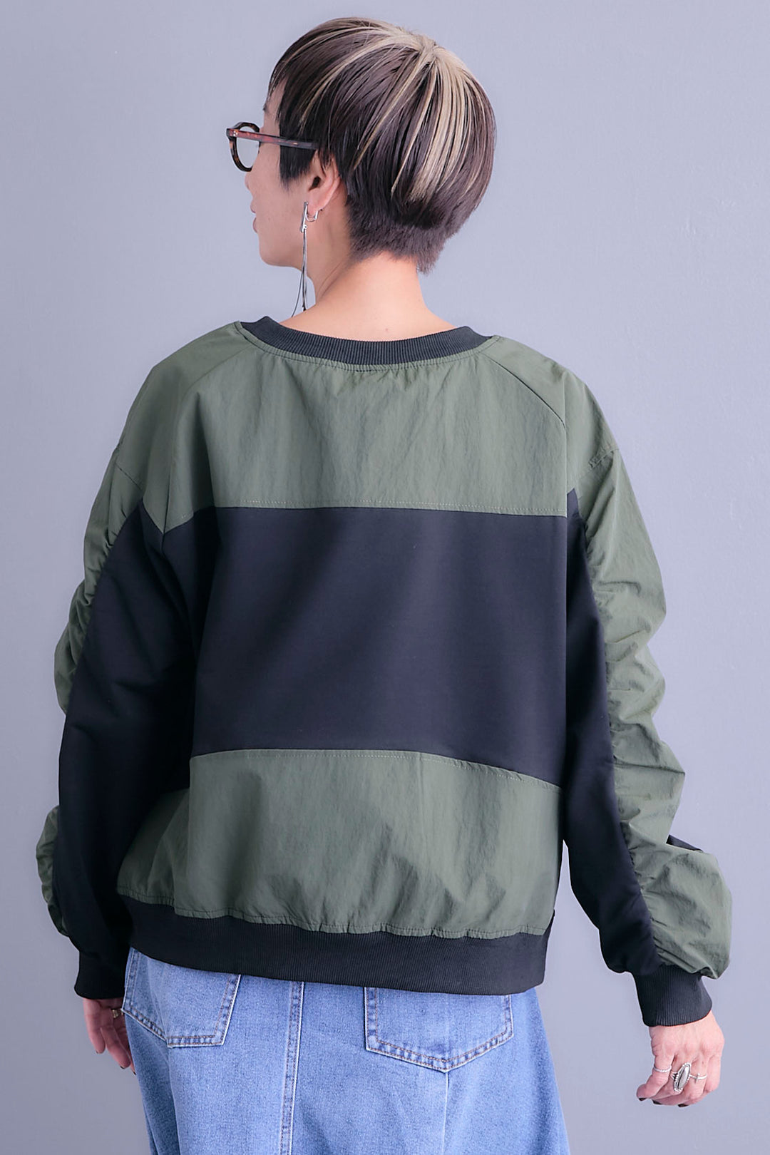【SET】フロントZIPシャーリングスリーブトップス+プリーツタックデニムスカート(2set)