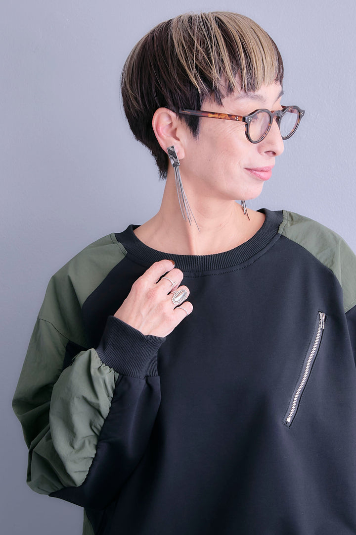 【予約】フロントZIPシャーリングスリーブトップス