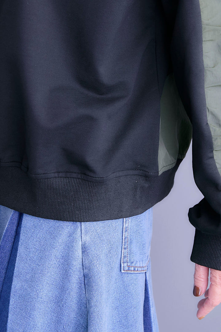 【SET】フロントZIPシャーリングスリーブトップス+プリーツタックデニムスカート(2set)