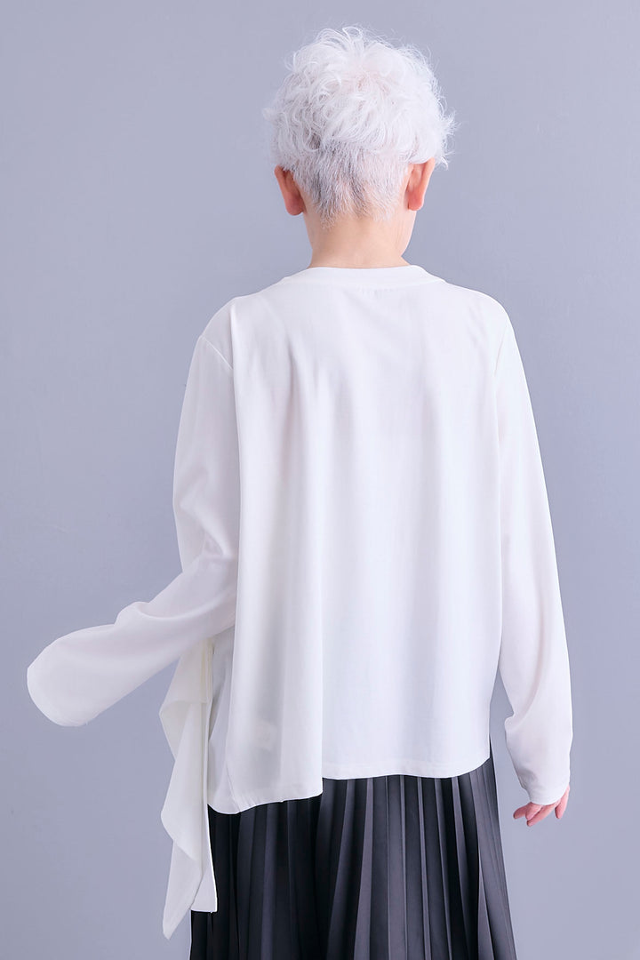 【SET】ドレープフリルアシメデザイントップス+アシンメトリープリーツスカート(2set)