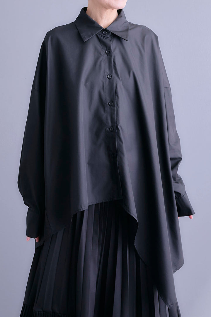【SET】アシンメトリーロングシャツ+アシンメトリープリーツスカート(2set)