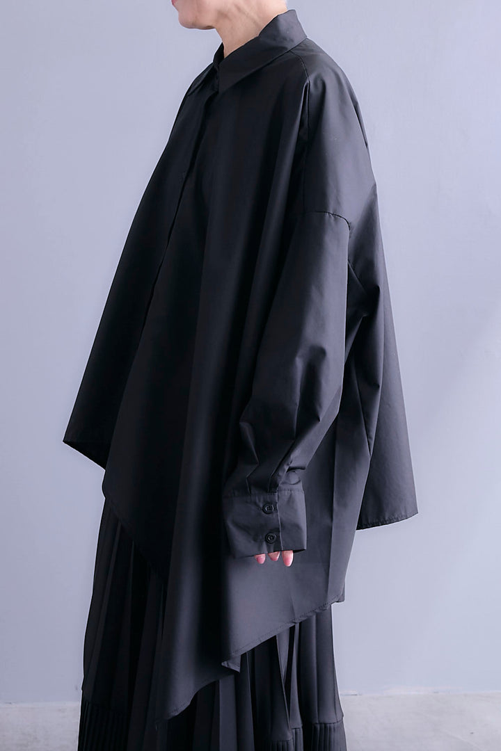 【SET】アシンメトリーロングシャツ+アシンメトリープリーツスカート(2set)