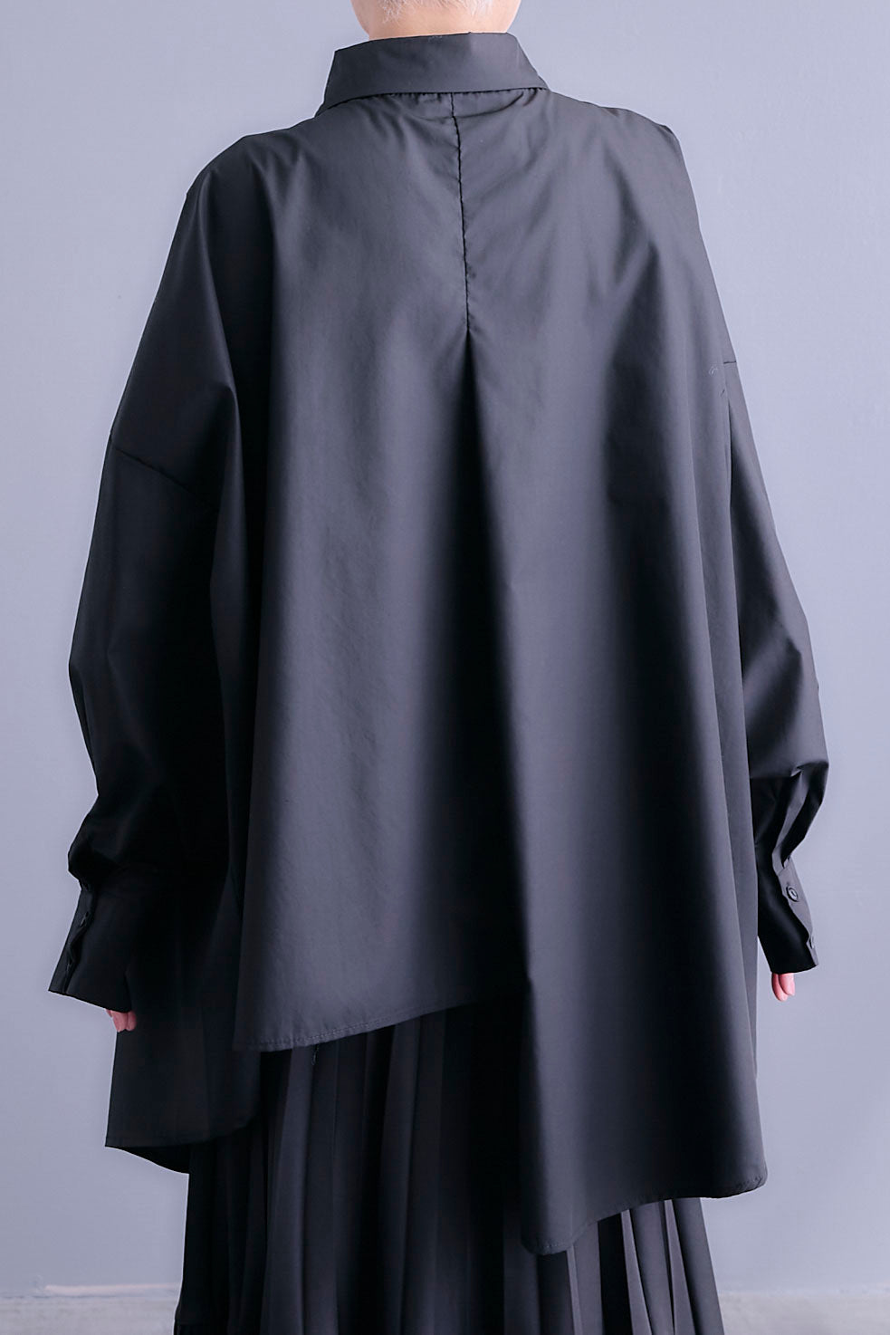 【SET】アシンメトリーロングシャツ+アシンメトリープリーツスカート(2set)