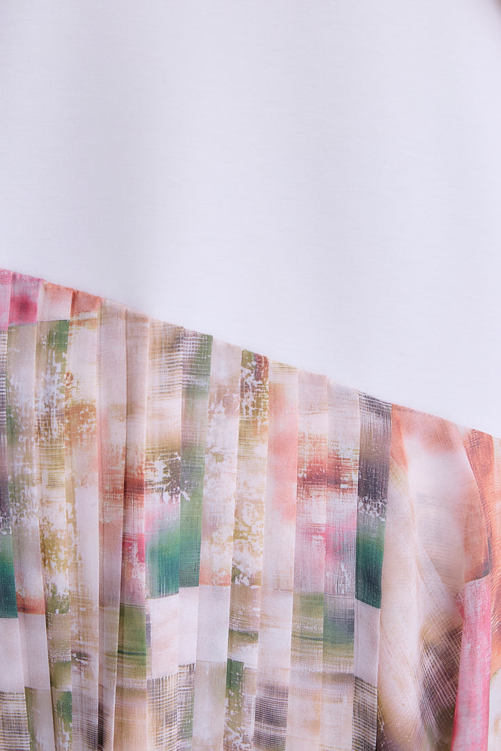 【予約】アシメフラワープリーツドッキングワンピース