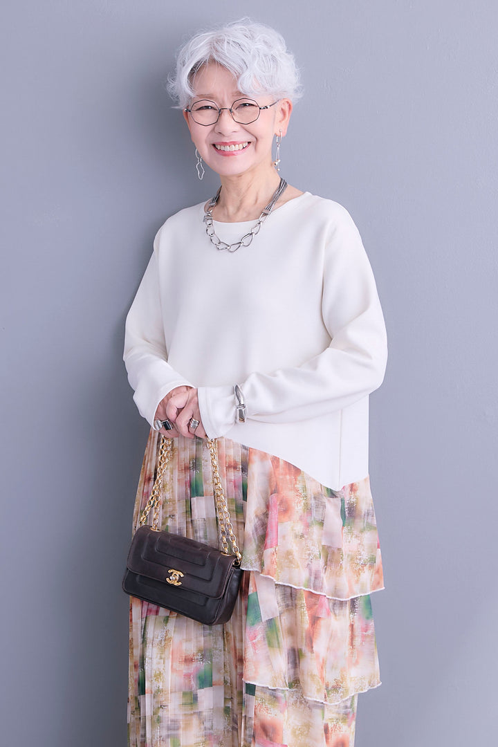 【予約】アシメフラワープリーツドッキングワンピース