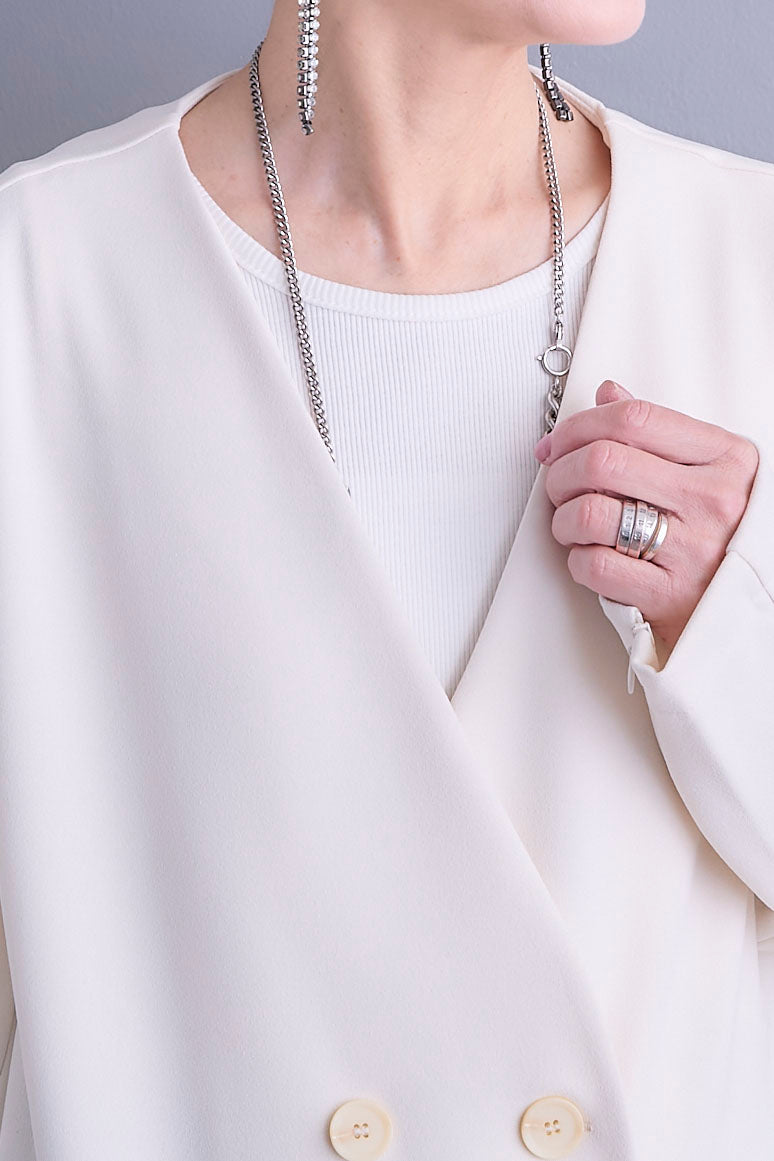 【SET】ZIPスリーブケープライク2WAYジャケット+プリーツタックデニムスカート(2set)