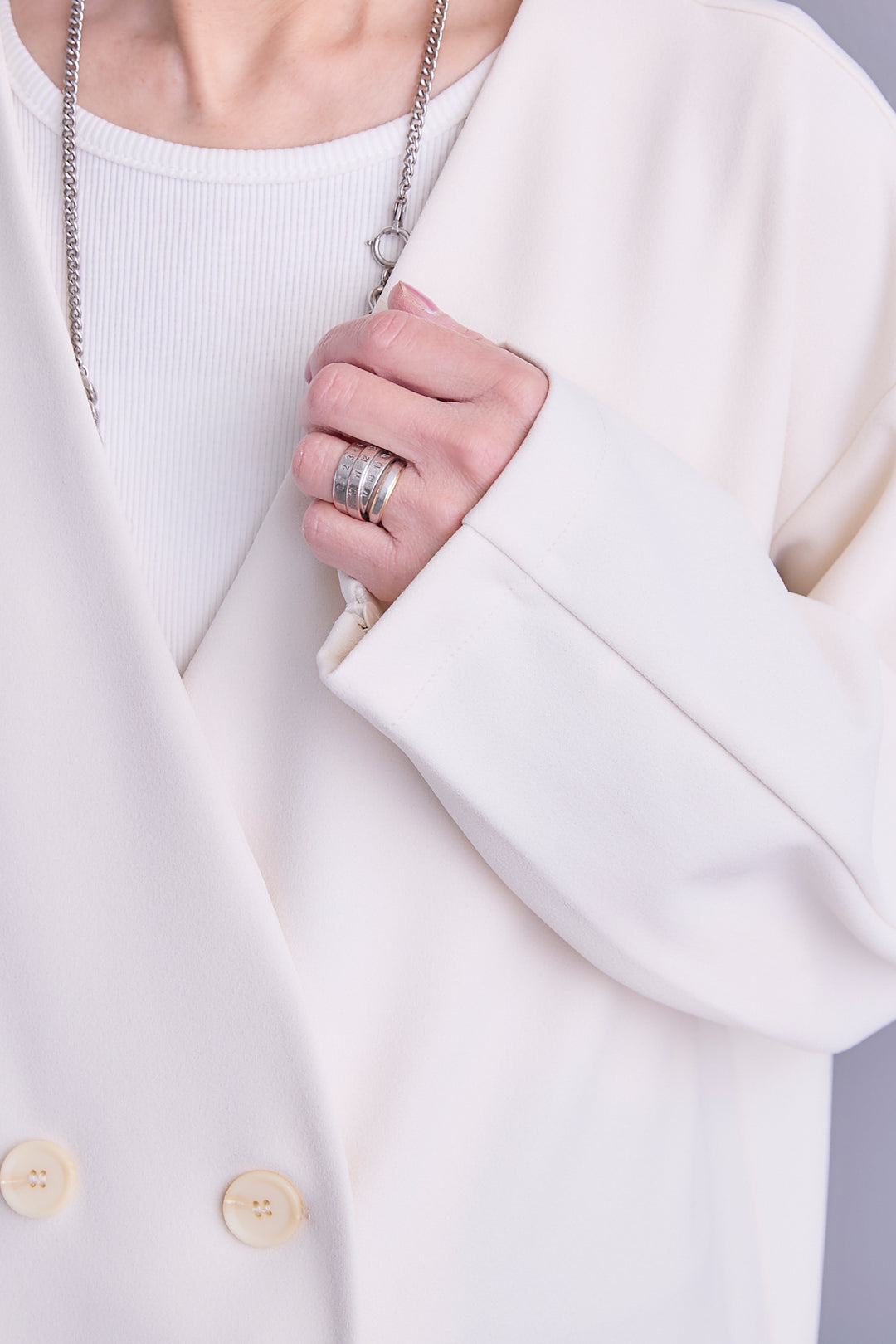 【SET】ZIPスリーブケープライク2WAYジャケット+プリーツタックデニムスカート(2set)