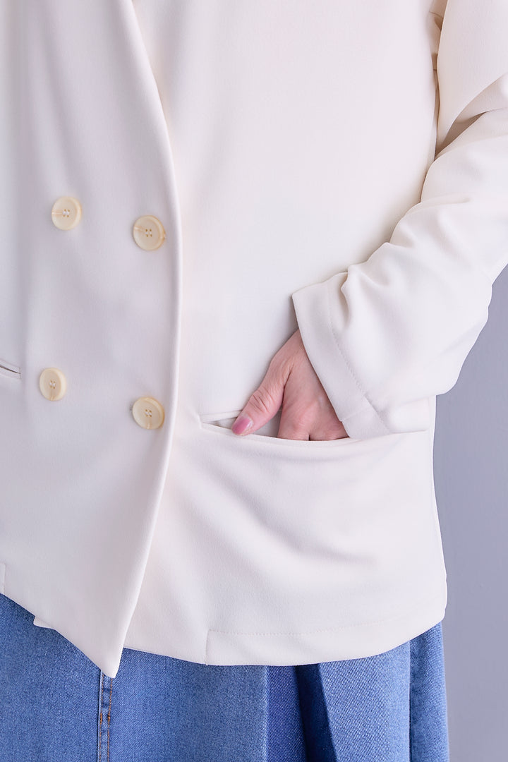 【SET】ZIPスリーブケープライク2WAYジャケット+プリーツタックデニムスカート(2set)