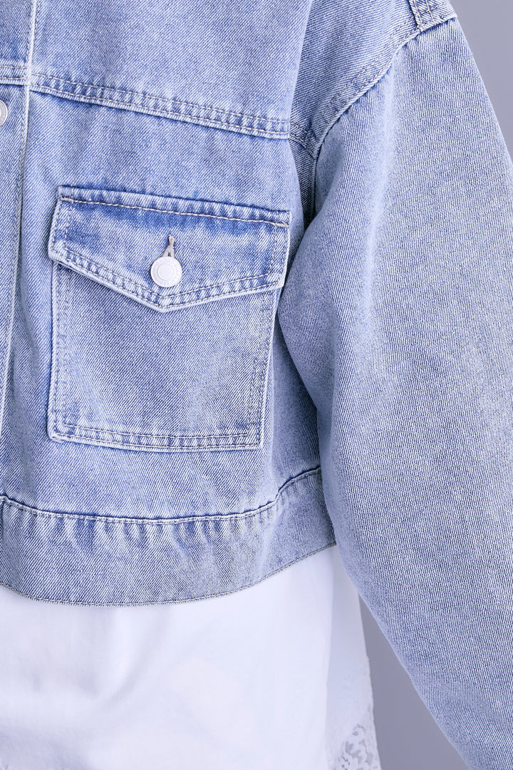 【SET】10ozライトデニムショートジャケット+アシメフラワープリーツドッキングワンピース(2set)