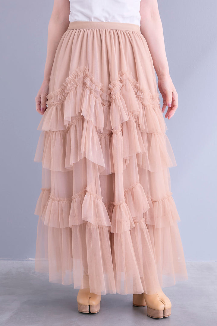 【即納】タッセルチュールティアードスカート