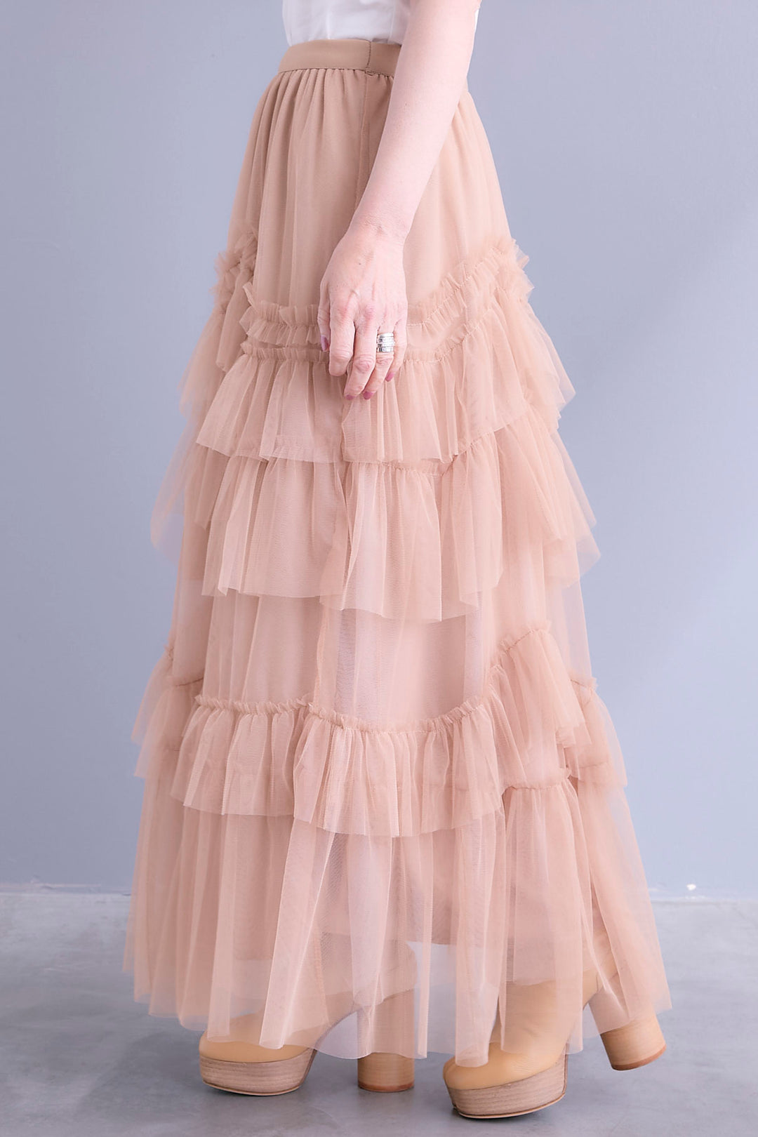 【即納】タッセルチュールティアードスカート