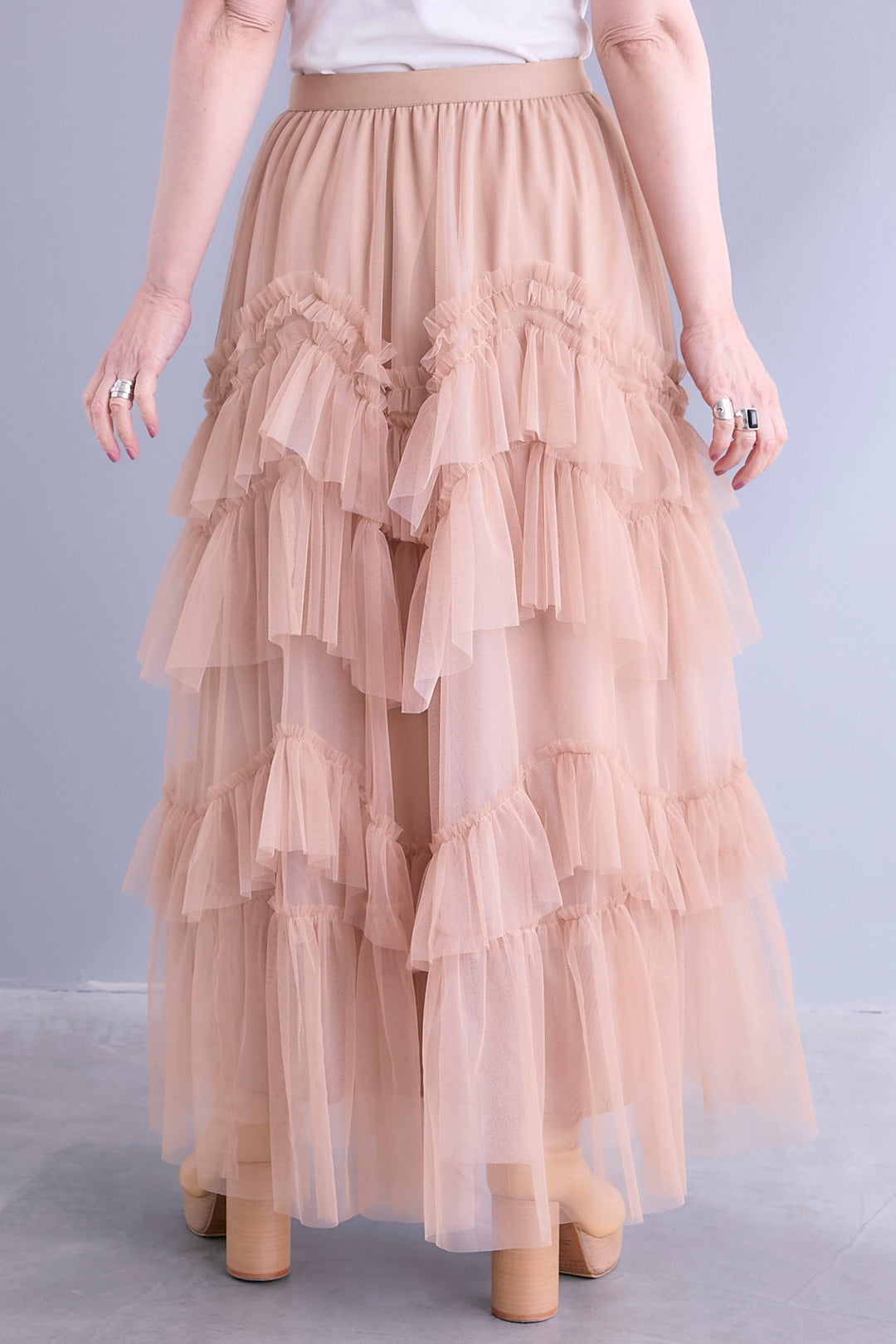 【即納】タッセルチュールティアードスカート