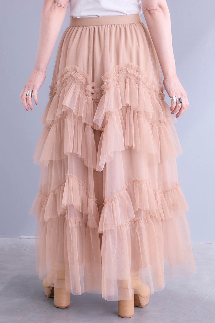 【即納】タッセルチュールティアードスカート