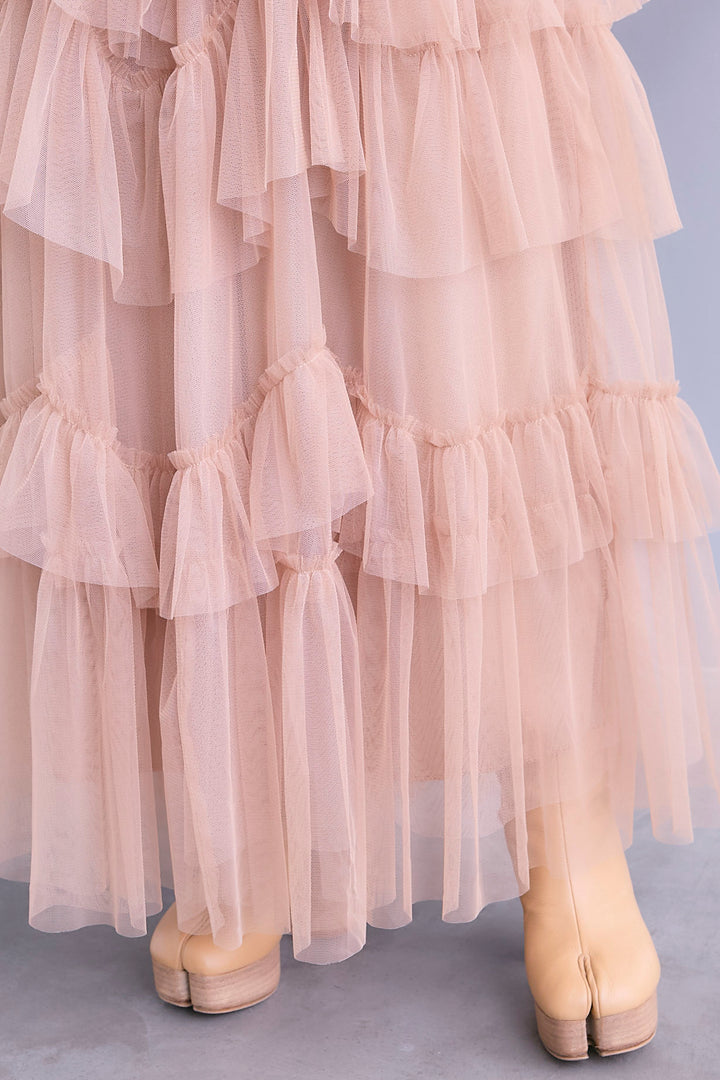 【即納】タッセルチュールティアードスカート