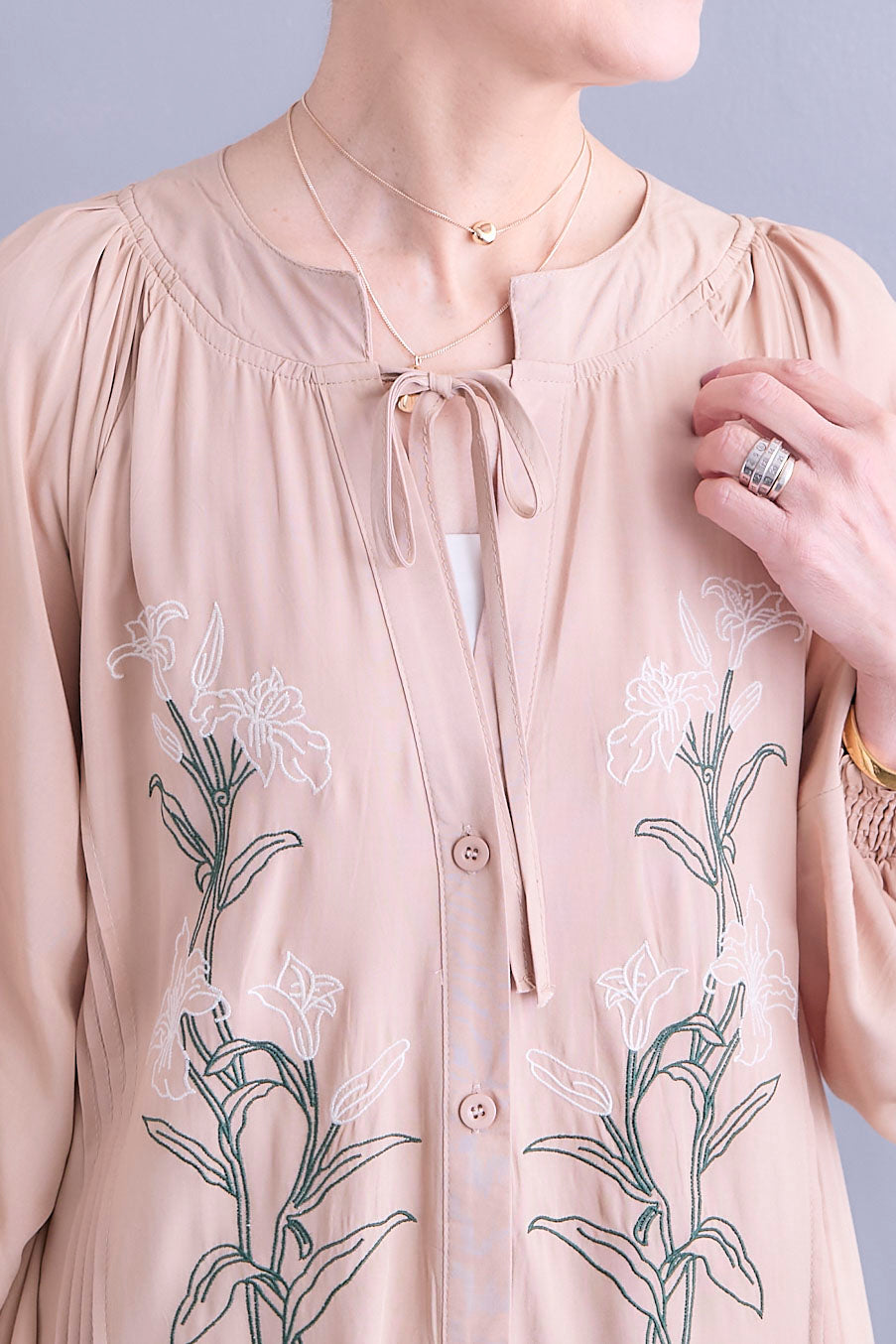 【予約】フラワーエンブロイダリーシャツワンピース