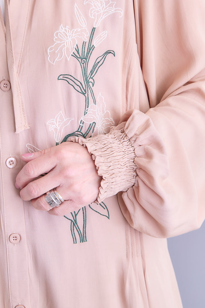 【予約】フラワーエンブロイダリーシャツワンピース