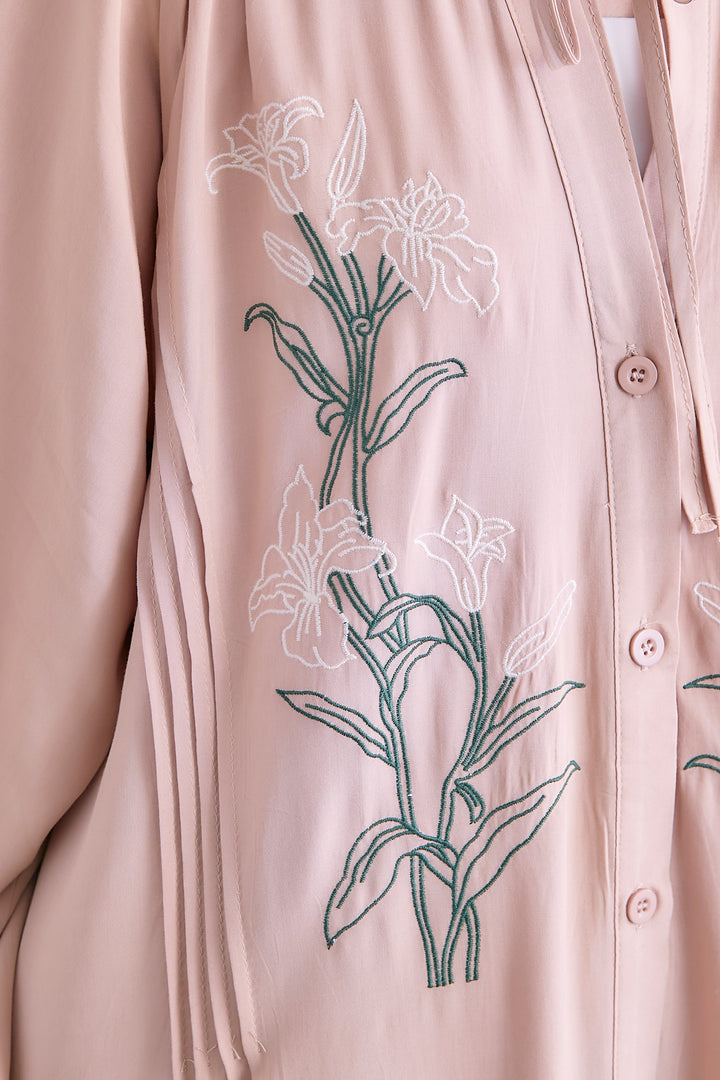 【予約】フラワーエンブロイダリーシャツワンピース