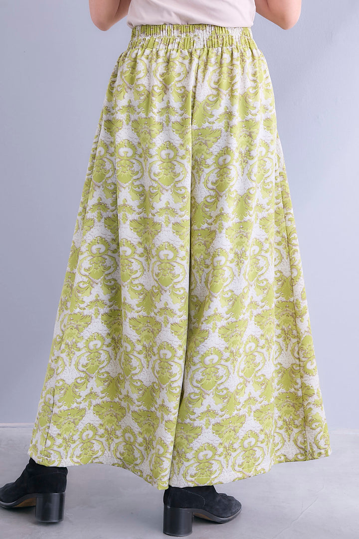 【SET】ヘムレースアシメロンT+ダマスクプリントワイドパンツ(2set)