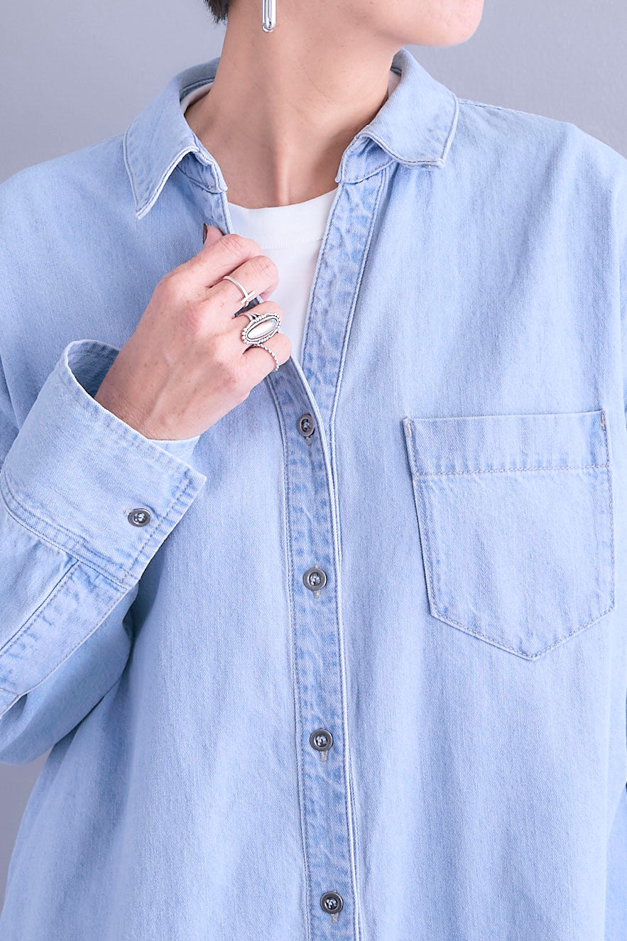 【SET】デニムタックフレアシャツワンピース+プリーツタックデニムスカート(2set)