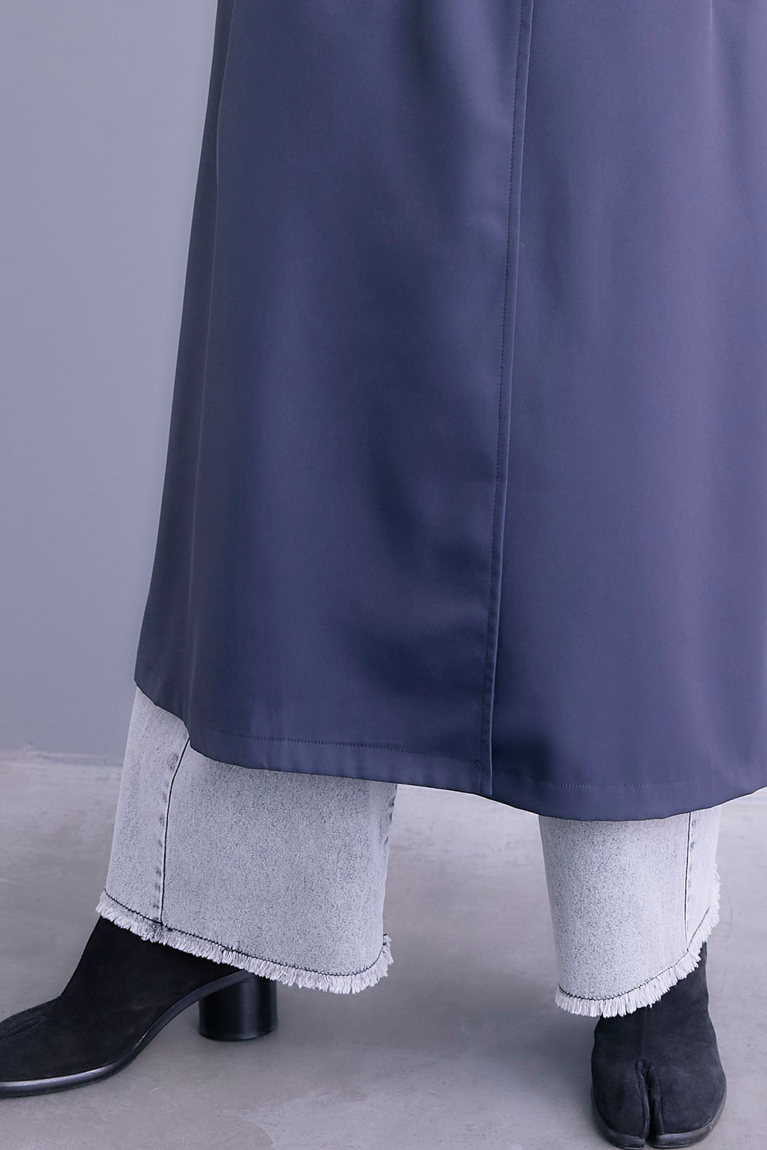 【SET】ロングトレンチコート+デニムコクーンワイドパンツ(2set)