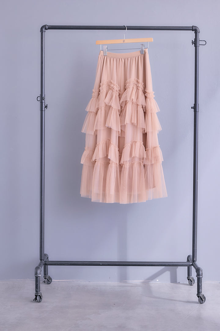 【即納】タッセルチュールティアードスカート