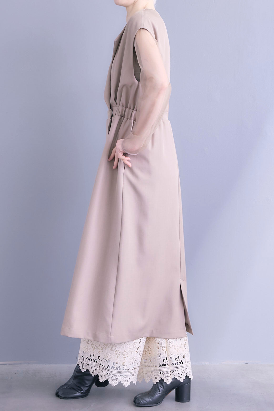 【予約】ジレワンピース×チュールトップスSET