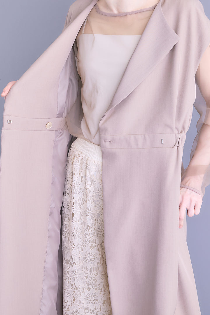 【予約】ジレワンピース×チュールトップスSET