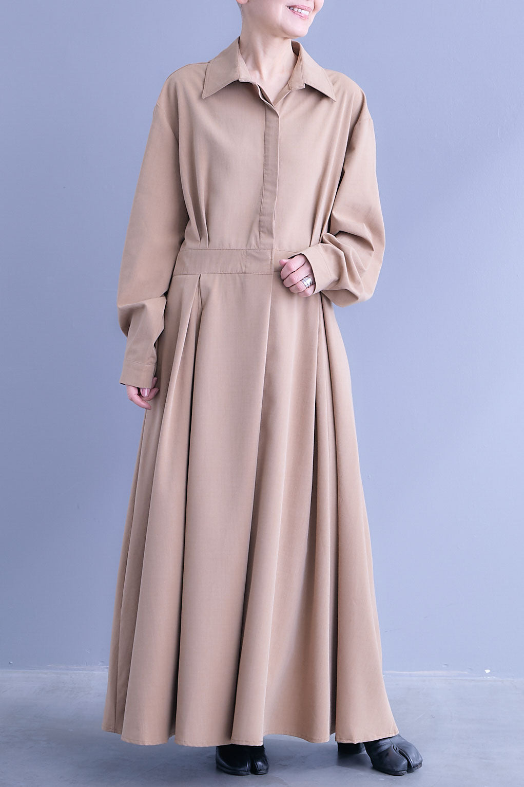 【予約】タックフレアスキッパーシャツワンピース