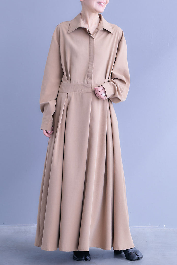 【予約】タックフレアスキッパーシャツワンピース