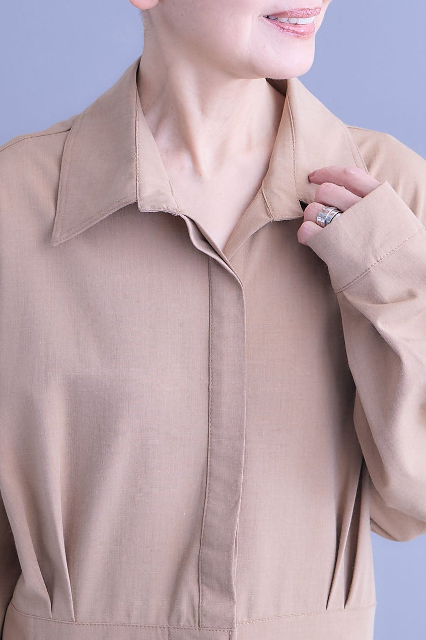 【予約】タックフレアスキッパーシャツワンピース