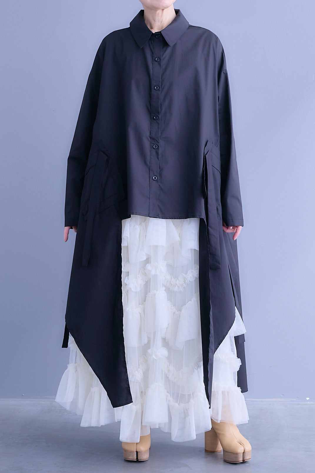 【予約】ロングテールアシメカットデザインシャツ