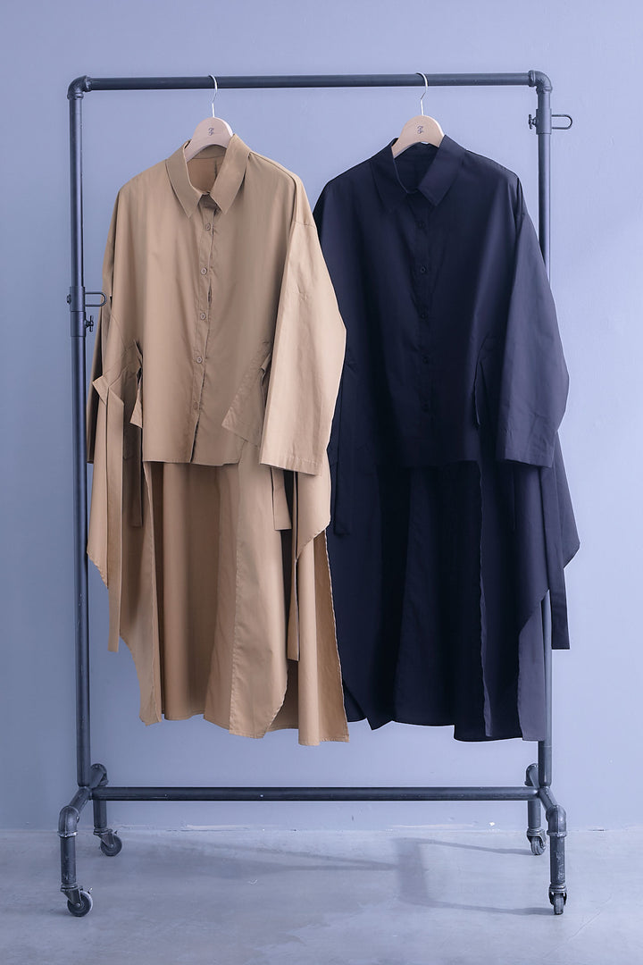 【予約】ロングテールアシメカットデザインシャツ